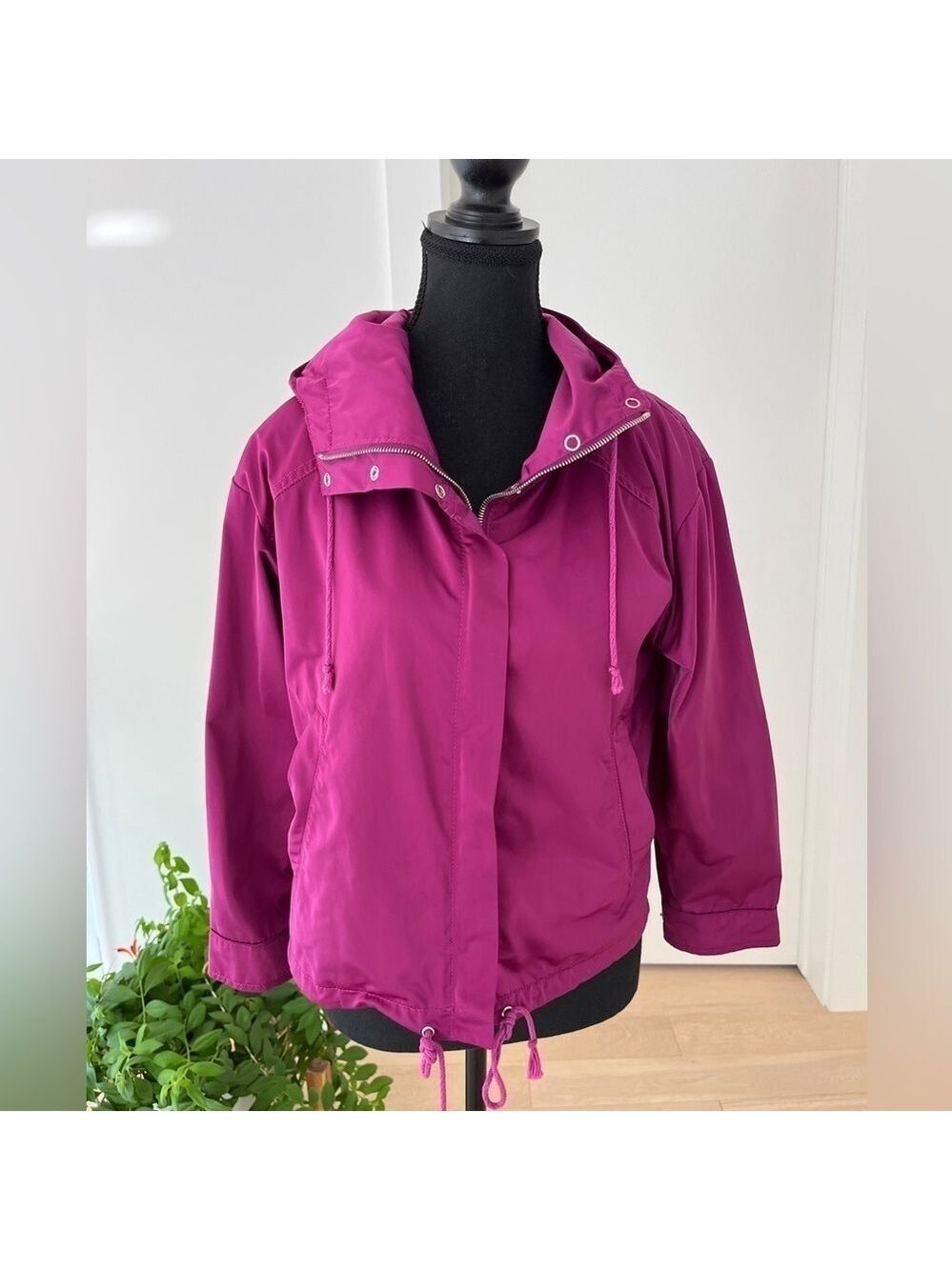 PHILOSOPHY Di Alberta Ferretti Pink Zip Front Jacket Hood Pockets Relaxed Fit